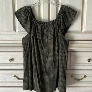 Michael Kors ruffle top with gold metallic dots